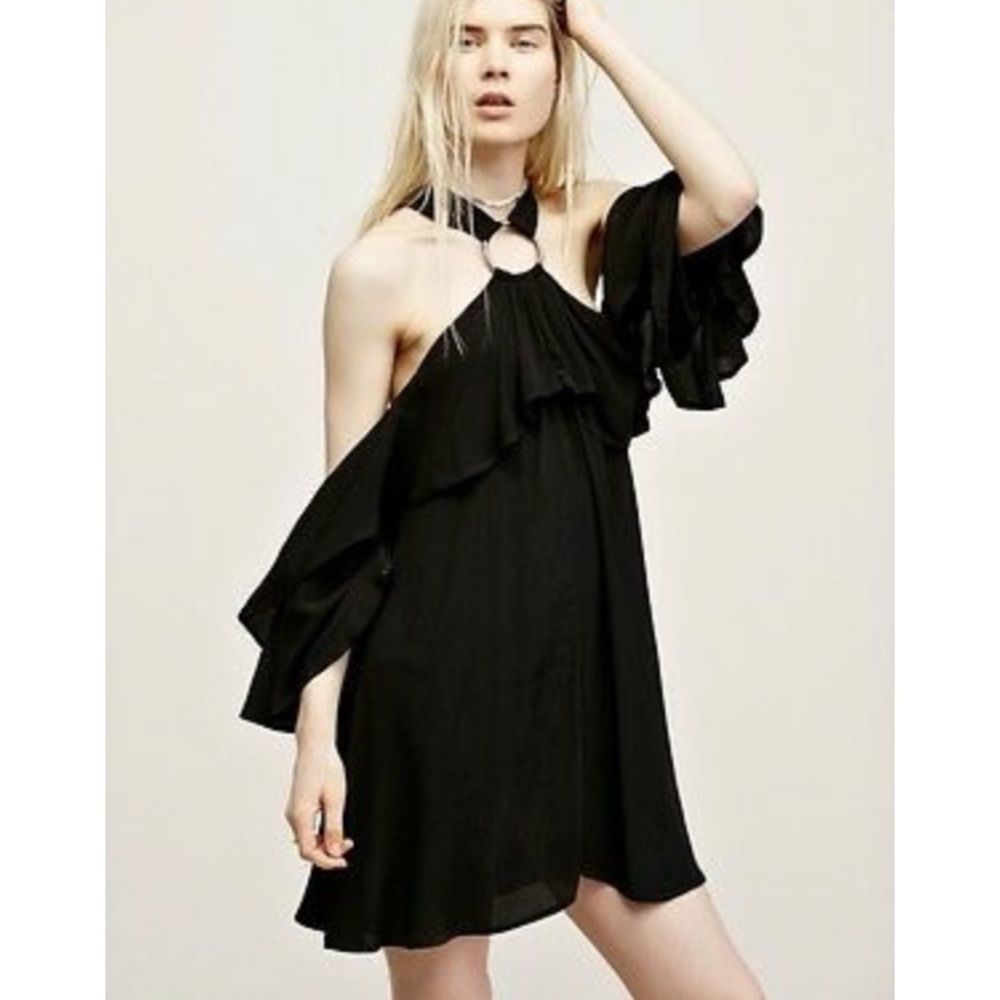 Free People Hoop Ring Choker Off Shoulder Black